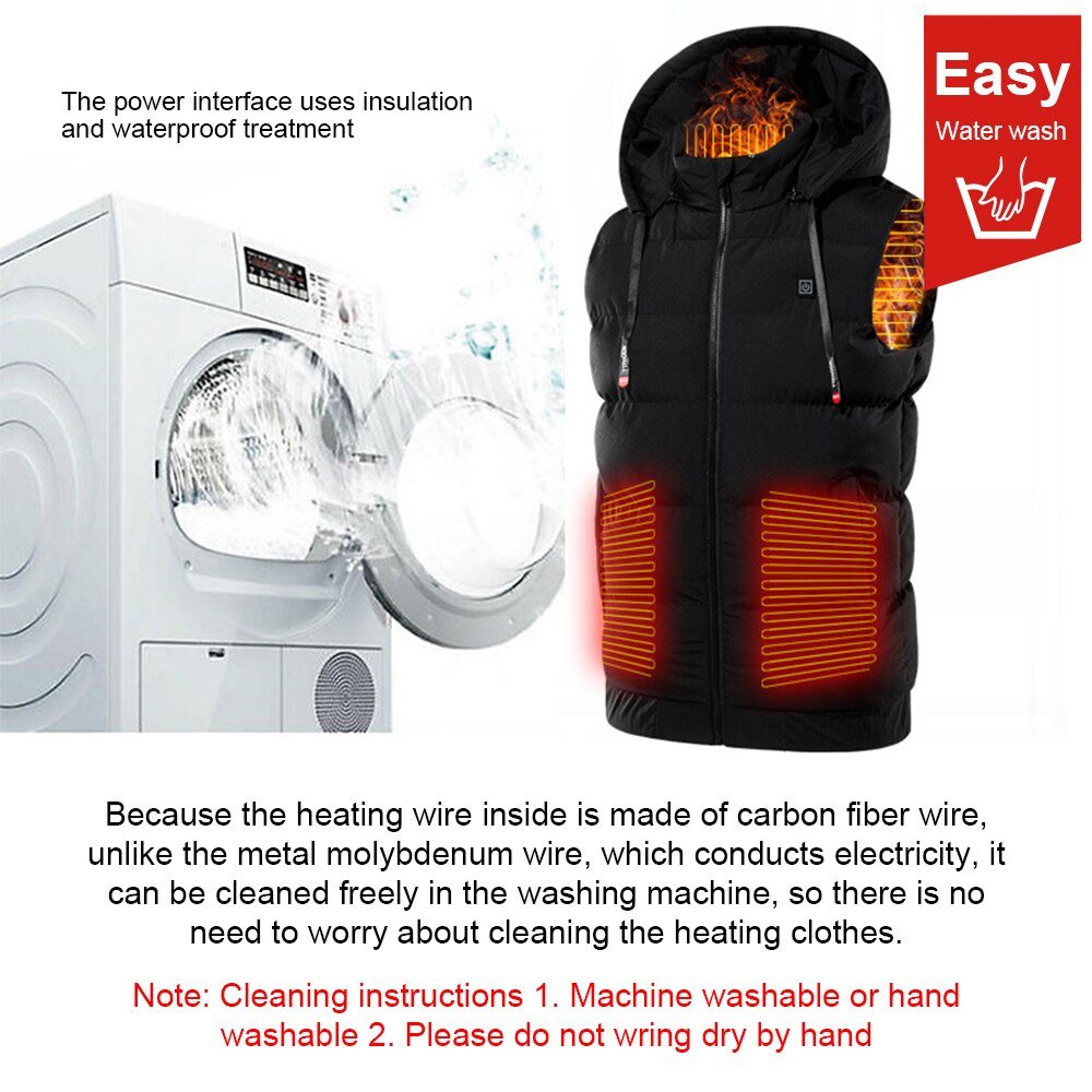 Unisex Heated Jackets Heat Coat USB Electric Thermal Clothing coat 9 Places Heating Hooded Jackets Winter Outdoor Warm Clothing