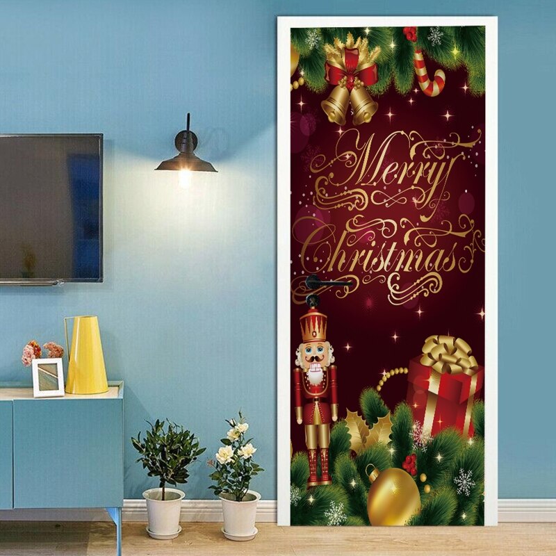 2 Stks/set Vrolijk Kerstfeest Walnoot Soldaat Decoratieve Koelkast Deur Sticker