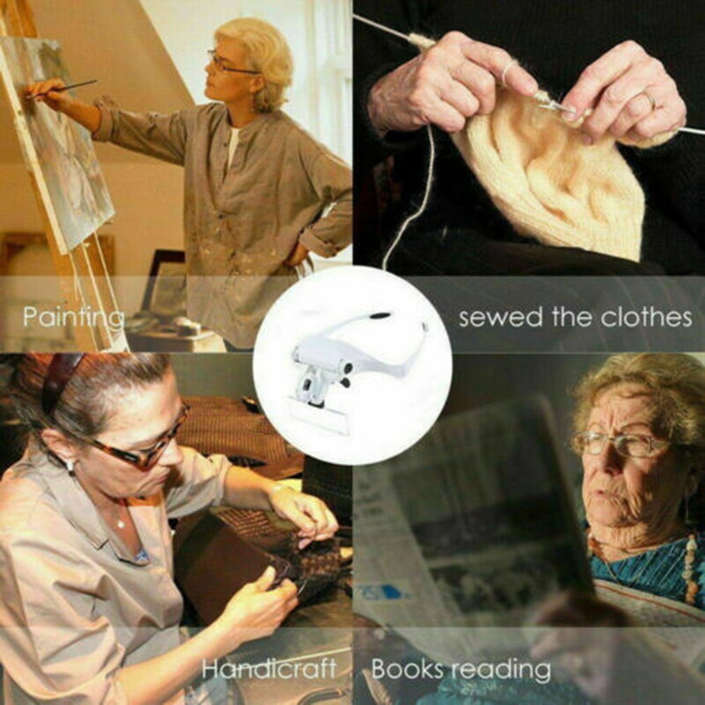 Led-hoofdvergrootglas, oplaadbare handsfree hoofdband, vergrootglas met