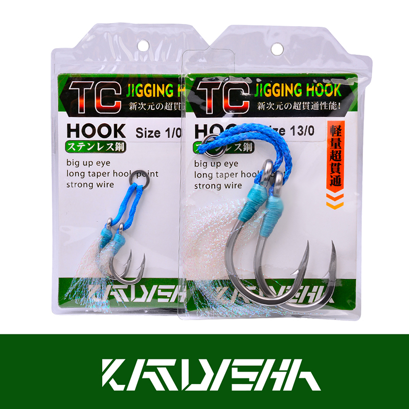 PROBEROS-anzuelos dobles de acero inoxidable, 1 paquete, 1/0-3/0-5/0-7/0-9/0 #, pesca con plumas