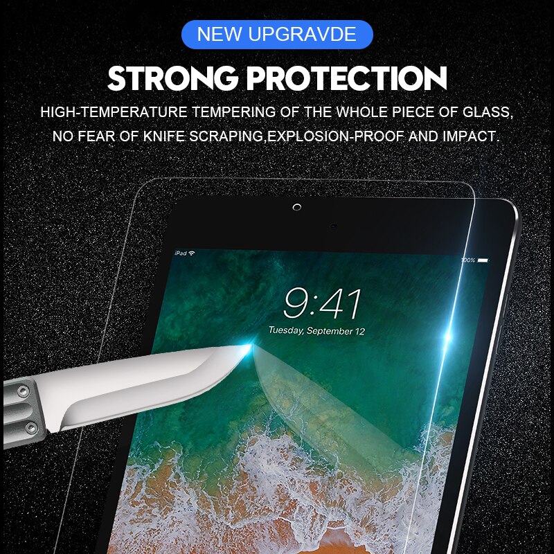 Schermo 9H per IPad 2017 2018 Air 1 2 mini 1 2 3 4 Protector per iPad Pro 11 10.5 9.7 vetro temperato protettivo antigraffio