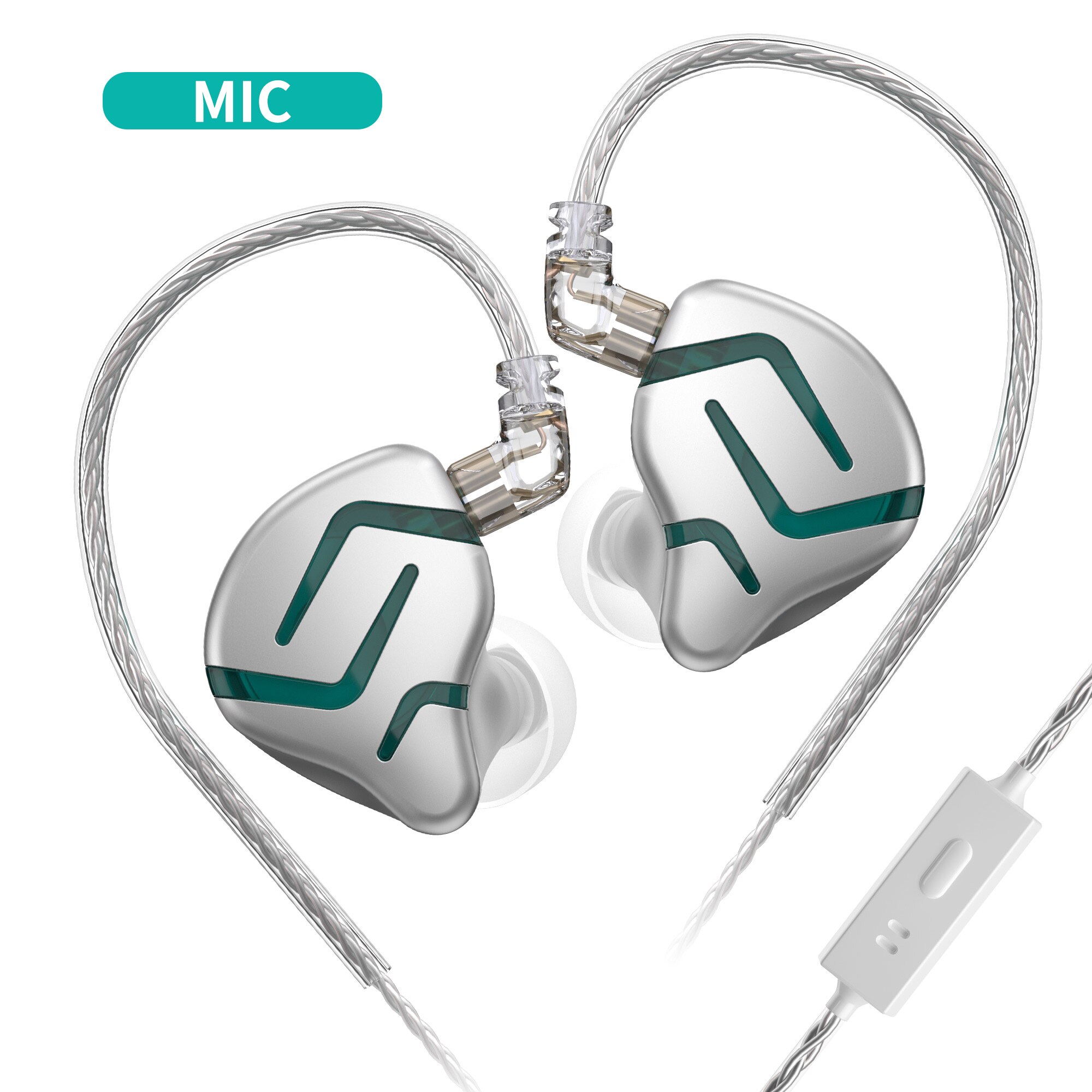 Kz Zes Elektrostatische + Dynamische Hifi In Oortelefoon Bass Oordopjes Dj Monitor Wired Hoofdtelefoon Noise Cancelling Sport Headset Kz Zex pro: Silver Green MIC