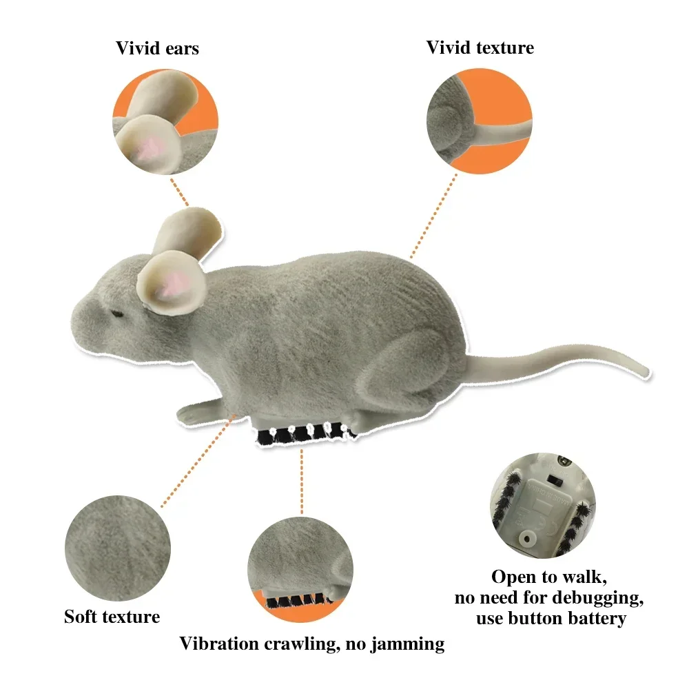 Souris électrique en peluche pour chat, Robot d'évasion automatique, Vibration rampant, fonctionne à piles, jeu d'interaction pour animaux de compagnie