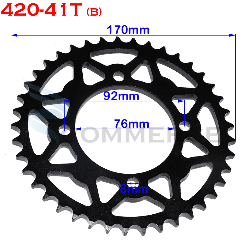420/428 Chains 35T/37T/39T/41T/43T/45T/48T Motorcycle Chain Sprockets Rear Back Sprocket Cog For 110cc 125cc 140cc Dirt Pit Bike: 420-41T  B