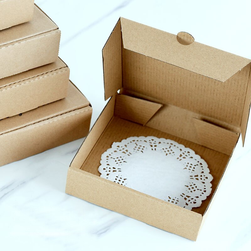 1PCS/10PCS Disposable pizza box 4-14inch pizza Carton Pizza paper box Packing Box Takeaway Kraft Square Packaging Boxes Food box