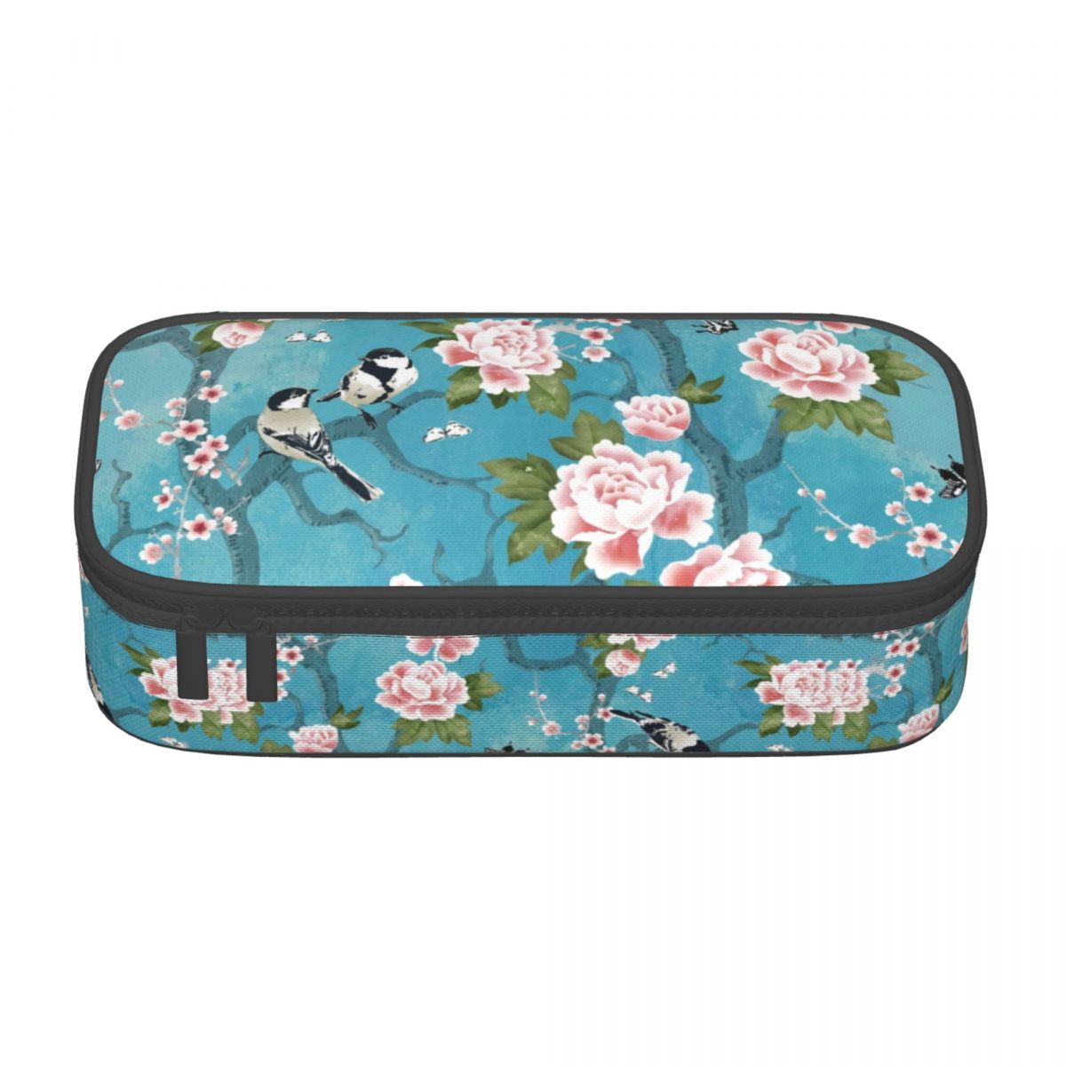 Custom Kawaii Pink Floral Cherry Blossom Pencil Case for Girls Boys Large Capacity Japanese Sakura Flower Pencil Box Stationery: plum