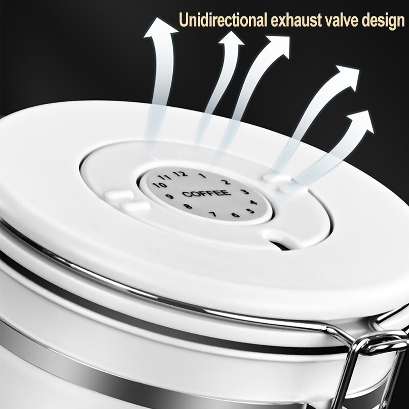 Recipiente de almacenamiento para granos de café, recipiente hermético de acero inoxidable sellado con válvula de CO2, mantiene los cereales frescos, tarro de té y caramelo