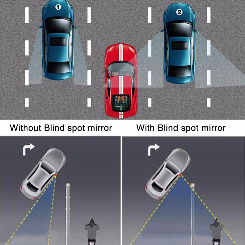 2 stk/parti bil blindsone speil for alle universelle kjøretøy bil side konveks bakspeil vidvinkel blindsone speil