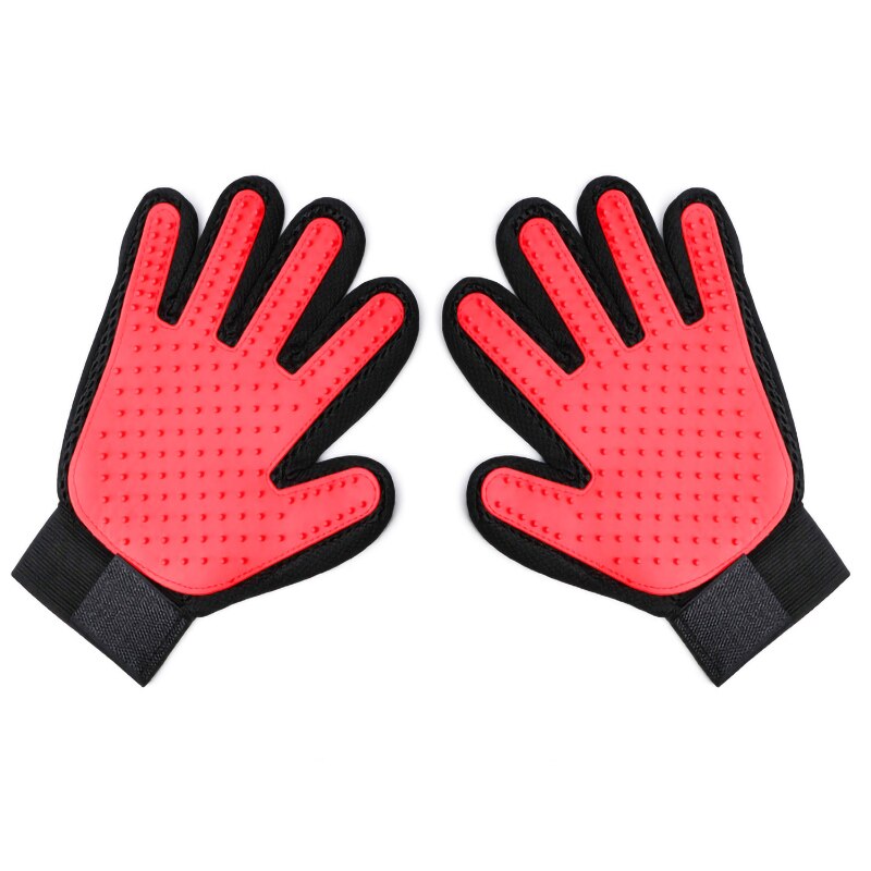 Gants de toilettage pour chats, peigne pour animaux, brosse de bain pour animaux de compagnie, Massage pour chiens, fournitures de nettoyage pour animaux de compagnie: left hand / red