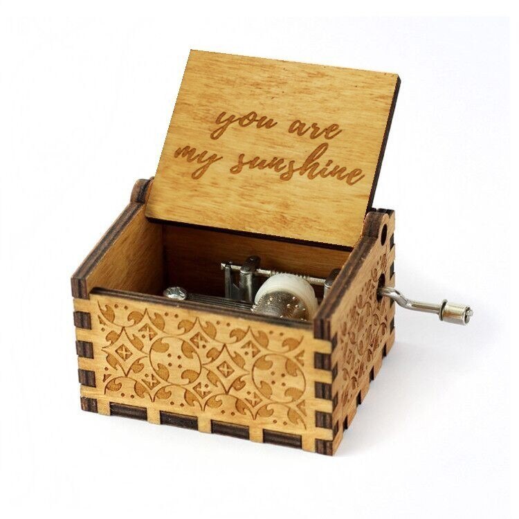 Hand Rock Box Music Note Box Caixa Musica Factory Caja Cajita Musical Madera Wood Moon River Music Box You Are My Sun: You Are My Sun