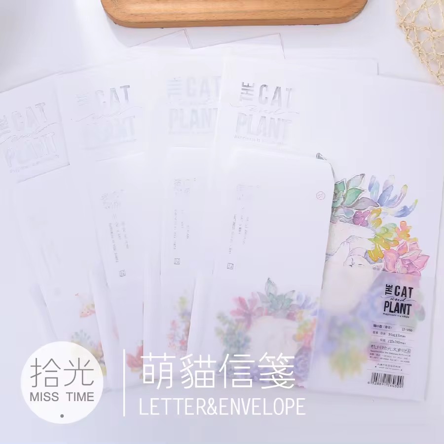9 teile/satz 3 Umschläge + 6 Schreiben von Papier niedlichen Katze Papier Umschlag Brief Papier Pads koreanischen Schreibwaren Büro: green