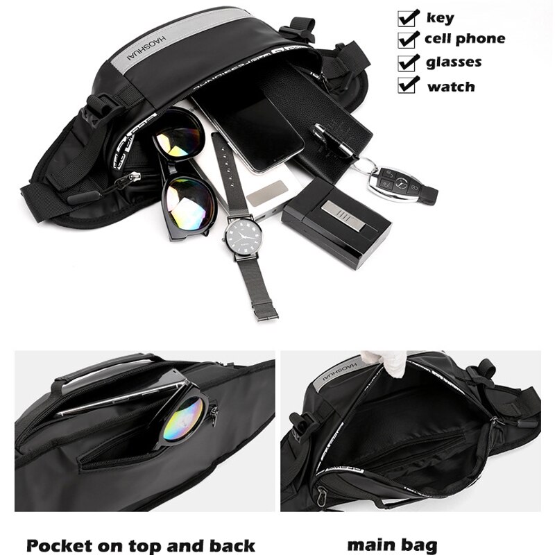 Waterproof Fanny Pack for Outdoor Leisure Fitness Reflective Strip Waist Bag Anti-theft Mobile Phone Chest Bag Belt Bag