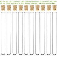 Tubo de ensayo de vidrio con tapón de corcho, 10 Uds., 20x200mm, 43ml, paquete de té de 8 pulgadas, disponible en todas las tallas