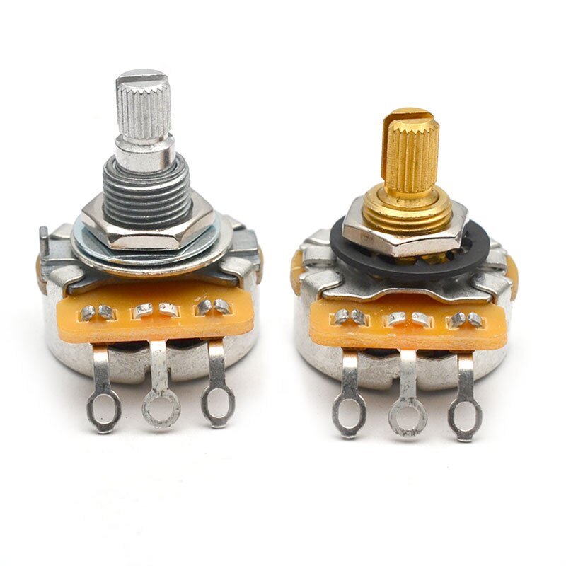 4PCS 250k/500k Brass/Aluminum Shaft Volume Tone Potentiometers CTS Pots Log A or Linear for Electric Guitars
