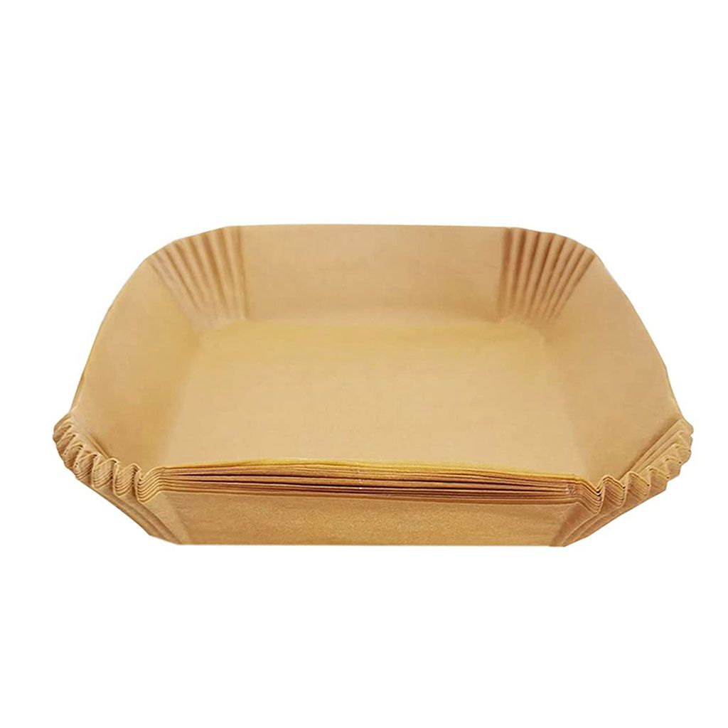 50/100PCS Air Fryer Disposable Paper Liner Baking Mats Kitchen AirFryer Baking Accessories Steamer Round Paper Non-Stick Mat: brown-100pcs