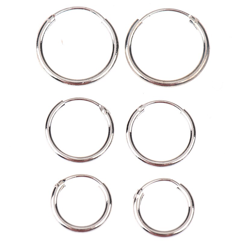 3 Paar/set Big Hoop Oorbellen Voor Vrouwen Eenvoudige Ronde Cirkel Oorbellen Hoops Oor Ringen Oorbellen Sieraden: Silver (3Pairs)