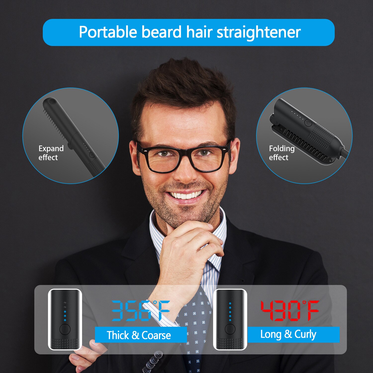 Style Male Electric Beard Styling Comb Men Hair Straightener Straight /40
