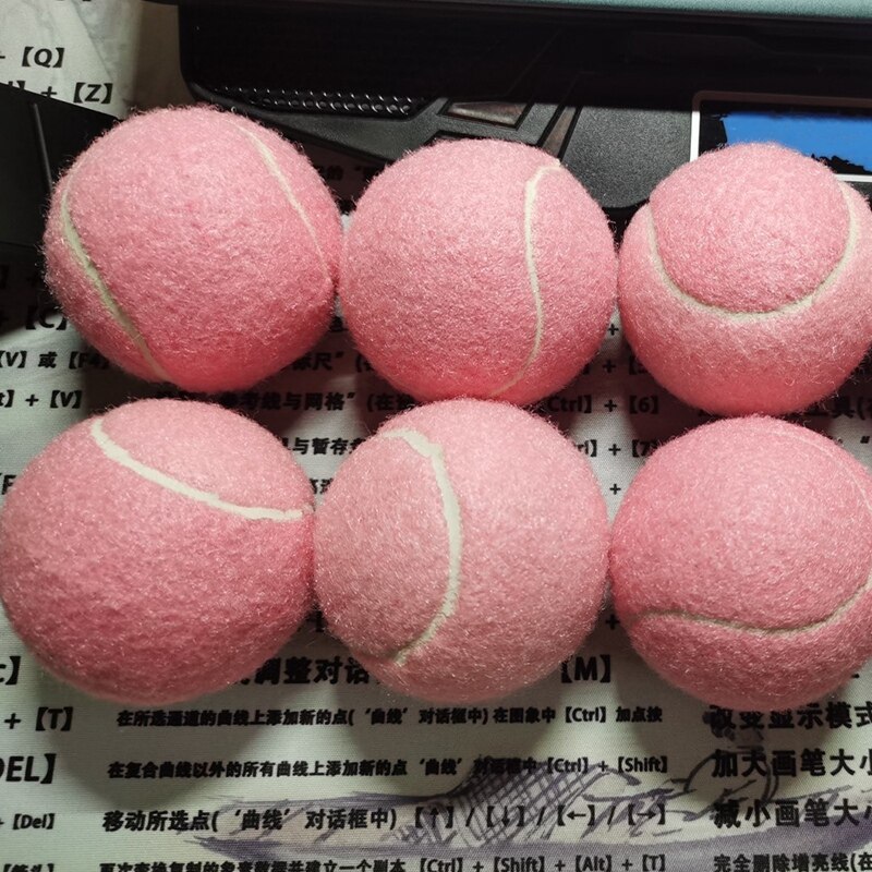 6 stk pakke rosa tennisballer slitesterke elastiske treningsballer 66mm damer nybegynnere trener tennisball for klubb