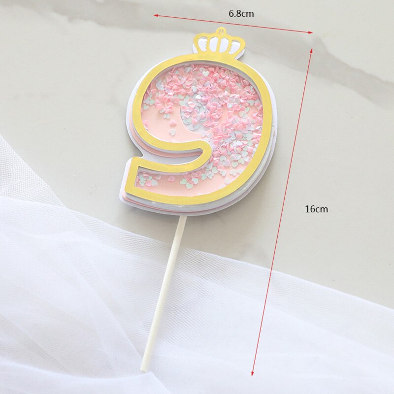 Glitter Cake Decoration Insert Sequins Paper Cake Toppers Happy Birthday Baby Shower Wedding Anniversary Party Cupcake Decor: Pink-9
