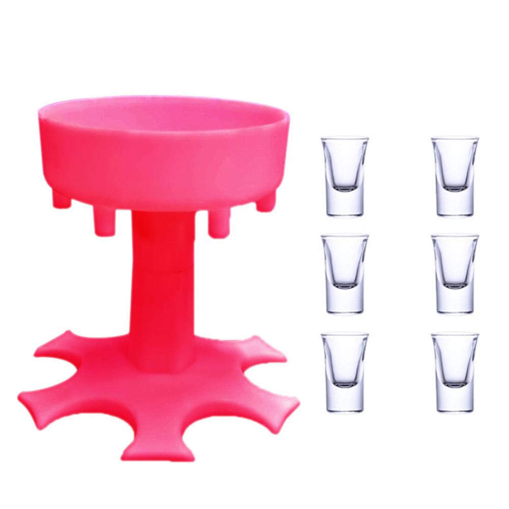 6 shotglas dispenser houder whisky bier alcohol likeur wijn drank dispenser rek bar accessoires party games drinkgereedschap: Roze a