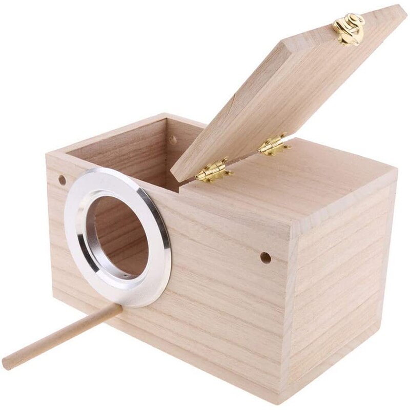 Parakit redekasse fuglebur naturlig fyrretræ fuglerede ynglekasse bur til undulat papegøje fugleæg rede fuglebur tilbehør: L 15 x 15 x 29cm