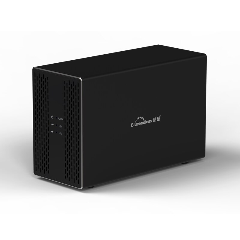 Gabinete de matriz de disco duro Dual 3,5 pulgadas Disco Duro Array con función RAID 4 modos USB3.1 tipo C disco Array Box 2 Bay Data Backup