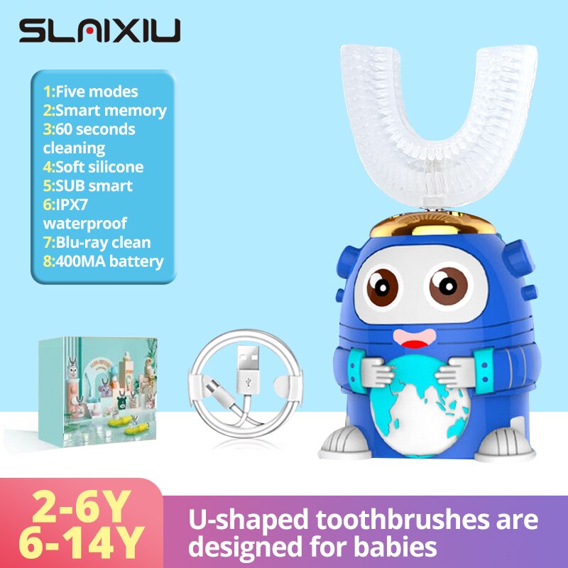 Kids Smart 360 Graden U Elektrische Tandenborstel Vervangen Tandenborstel Hoofd Siliconen Materiaal Geen Bpa