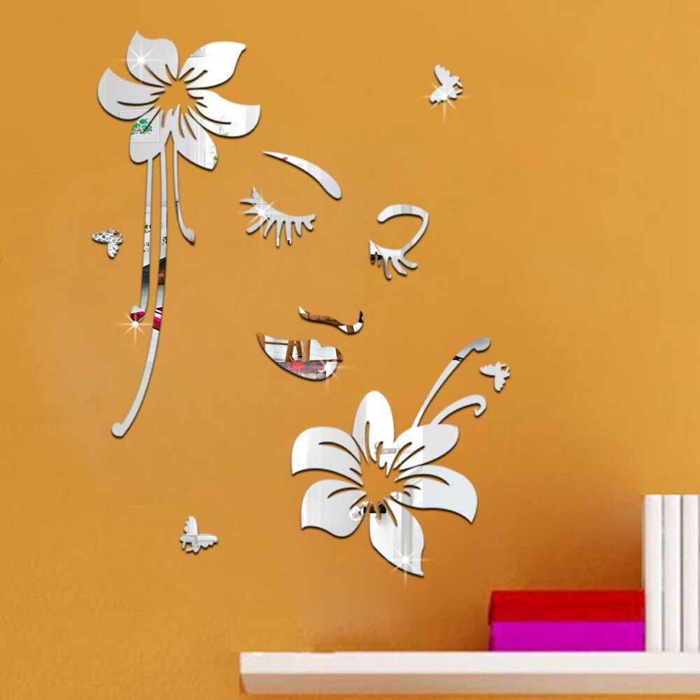 Bloemen spiegel muursticker 3d tv achtergrond stickers doe-het-zelf muurdecoratie sticker stickers kunst muurschildering slaapkamer badkamer decoratie