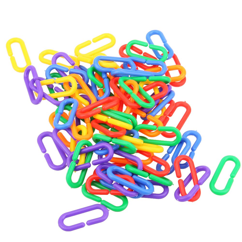 100pcs Plastic Parrot Toy C-clips Hooks Chain C-links Sugar Glider Rat Parrot Bird Toy Accessories Colorful Swing Cage Part
