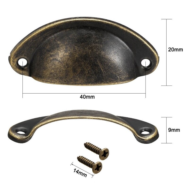 Cup Drawer Pull Kitchen Cabinet Handles Bronze Tone, 40mm Hole Centers, 20 Pack