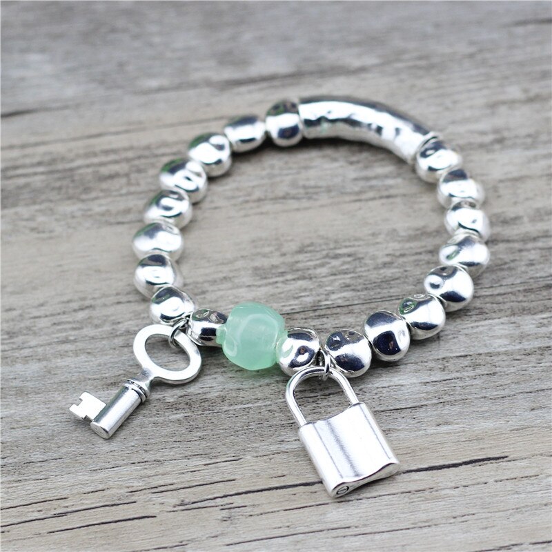 Anslow vintage smykker diy lås og nøgle elsker zink legering søde romantiske trendy armbånd & amp; armringe ven lav 0829lb