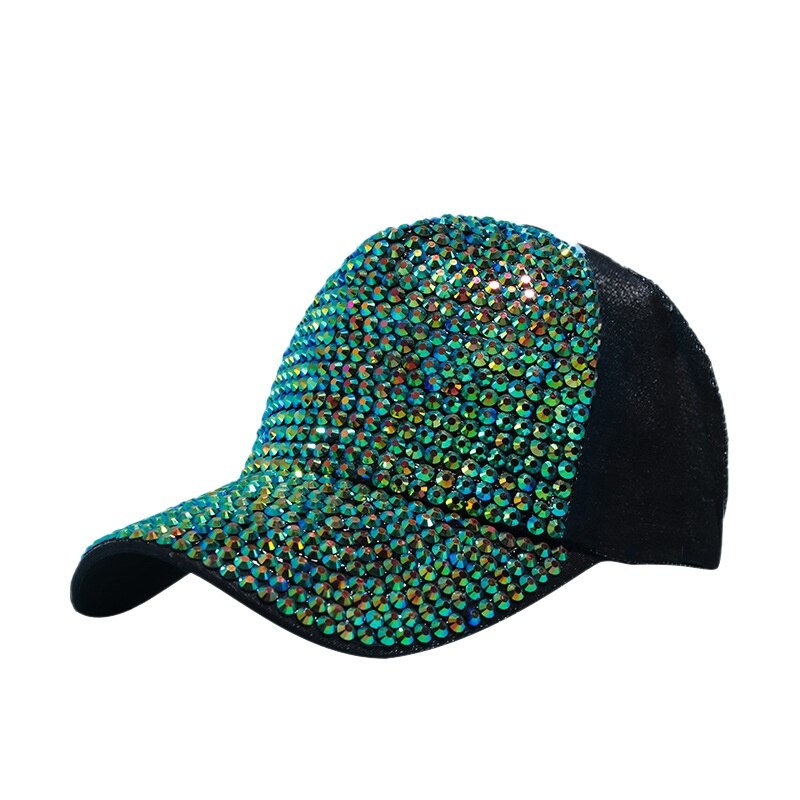 Nuove Donne di Modo Berretto Da Baseball di Strass Perla Di Lusso Paillettes Sport Cap Traspirante Snapback Cappello di Sun del Cappello di Hip Hop: A9