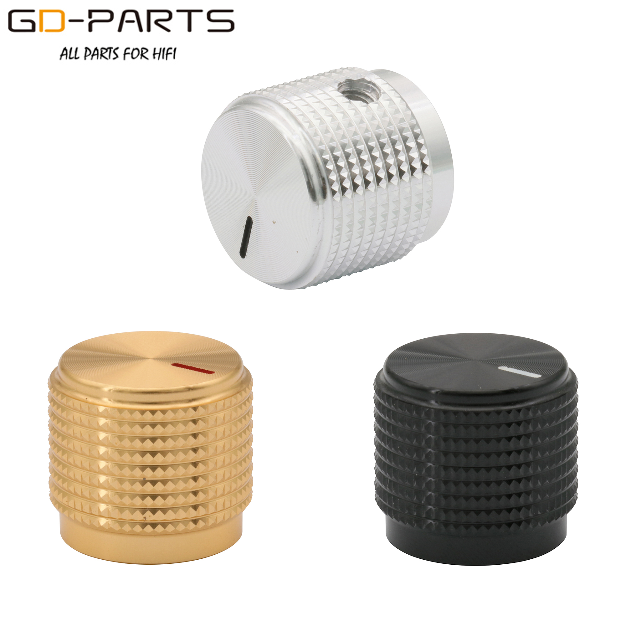 20 x 18 mm gefräster massiver Vollaluminium-Lautstärke-Potentiometerknopf für Radio-Audio-Gitarre-BASS-AMP-Schrank DAC, 6 m Loch
