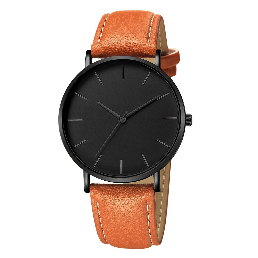 Minimalistische Mannen Quartz Horloge Mode Ultra Dunne Horloges Eenvoudige Mannen Business Lederen Mesh Riem Quartz Horloge Relogio Masculino: E