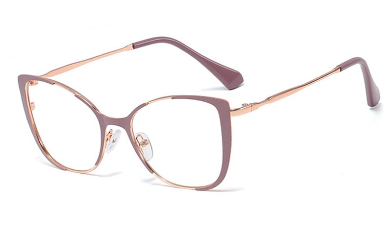 Peekaboo retro Katze Auge brille rahmen für frauen optische damen artikel klar objektiv metall brillen Rahmen weibliche dekoration: Bohne Violett Gold