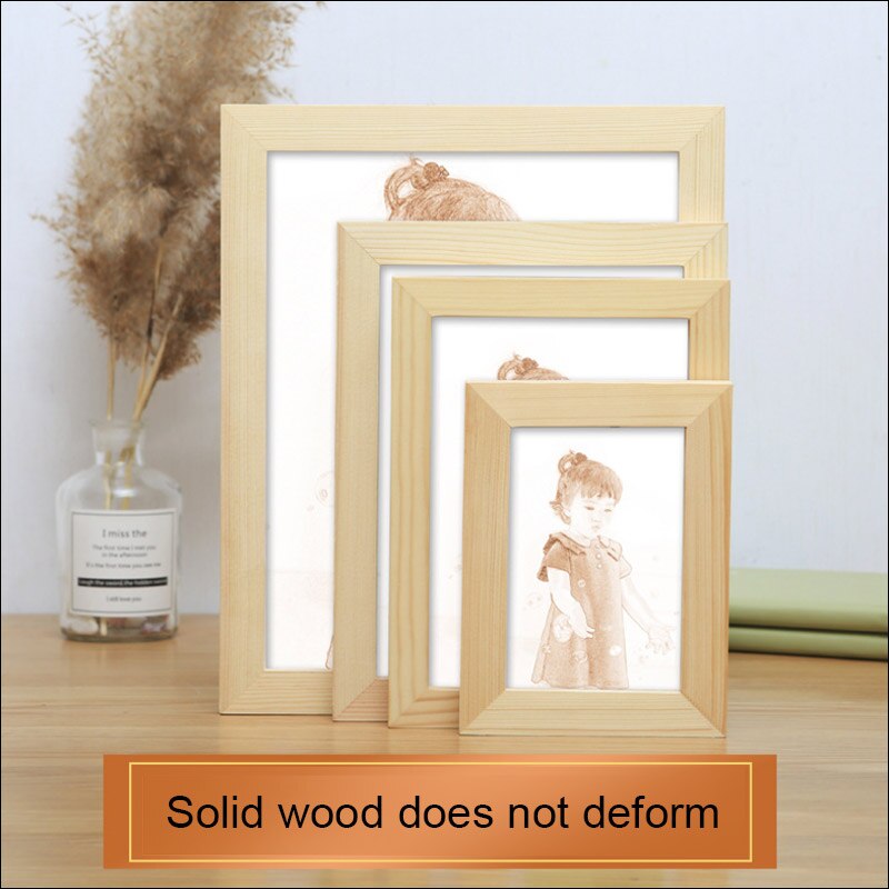 Solid Wood Photo Frame Photo Wall Painting Log Frame ,Is Used for Posters, Photo Frames and Business Licenses with Plexiglass A4