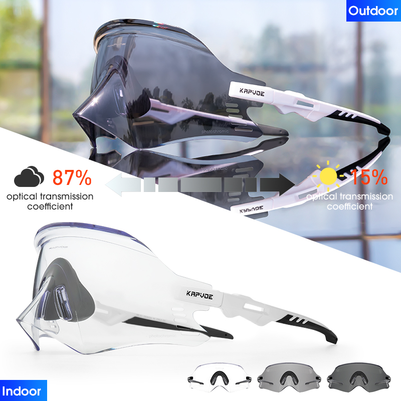 Kapvoe-Photochromic Sports Sunglasses for Man Road MTB Bicycle Glasses Riding Goggle Sports Eyewear Bike Women Cycling Glasses: Pink