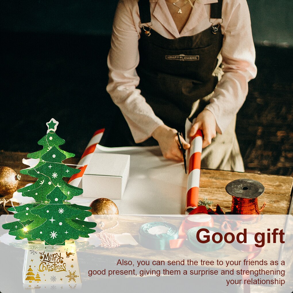 Tabletop Christmas Tree Light Artificial Xmas Decortaion Lighting Batter Operated Glow Dining Table Home Ornament Set