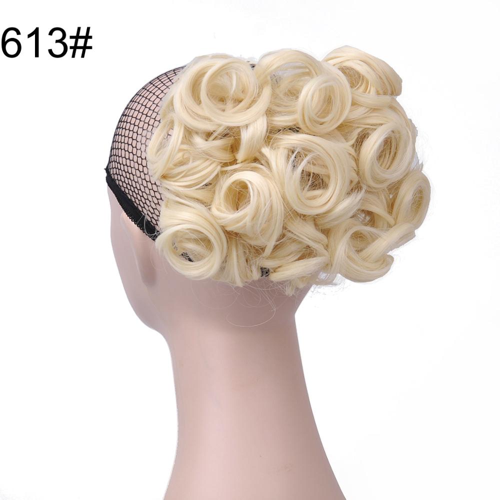 Delice – Chignon en filet élastique pour femme, postiche synthétique, bouclé, , gris, avec deux peignes en plastique, couvre-cheveux, accessoire de mariage: #613