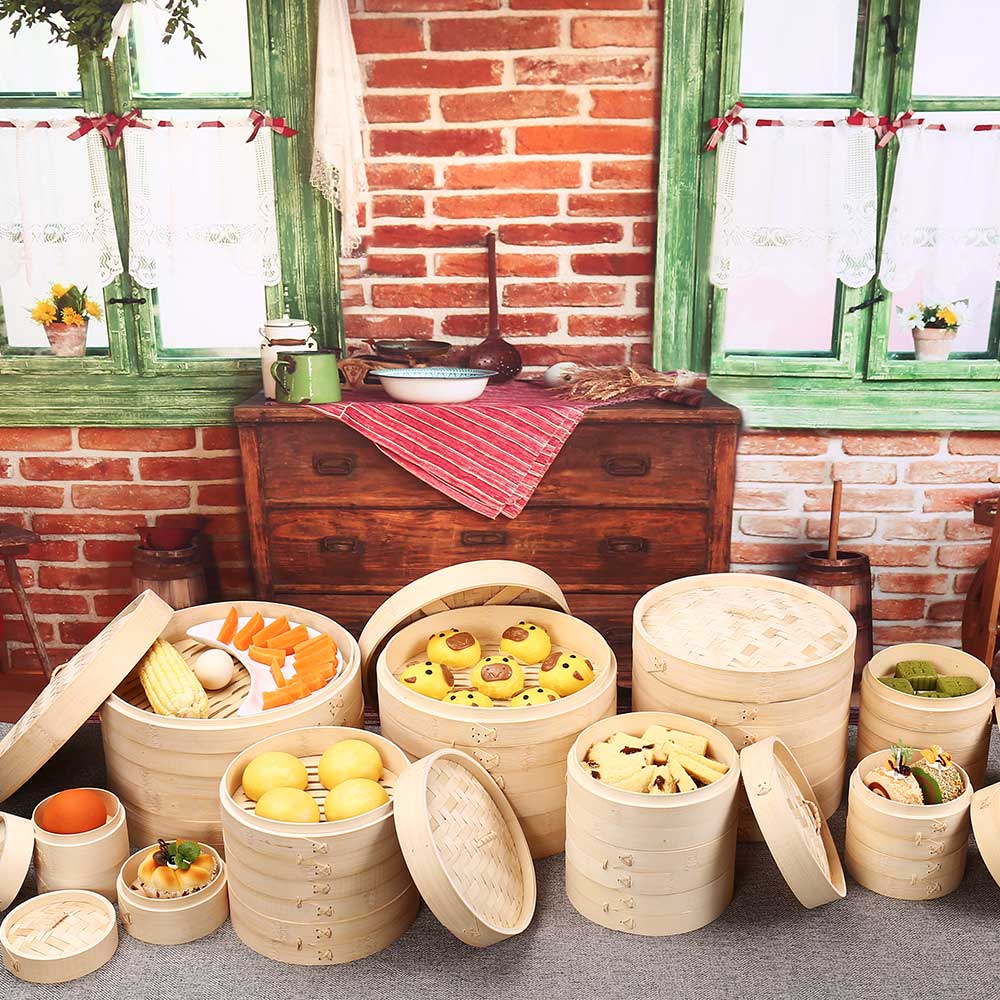 Bamboo parowar koszyk do gotowania na parze kluska ryby ryż warzywny kosz na przekąskę Dim Sum kuchnia narzędzia kuchenne klatka lub zestaw okładek