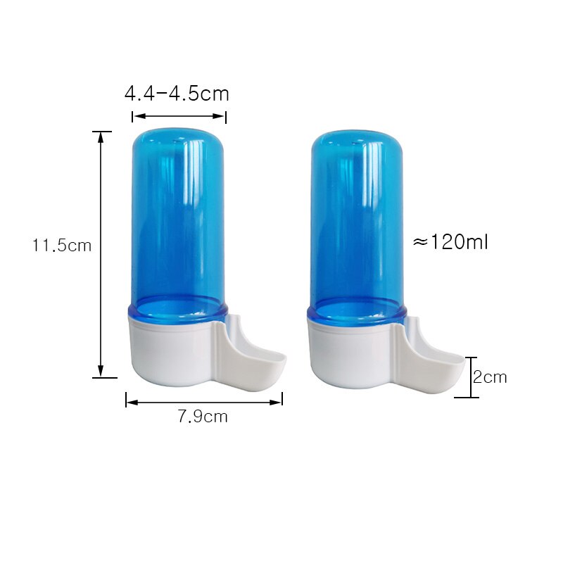 Bebedero semiautomático para loros, caja de alimentación para loros, bebedero transparente azul, bebedero para pájaros, 120ml, 1-3 piezas: 3 Pcs