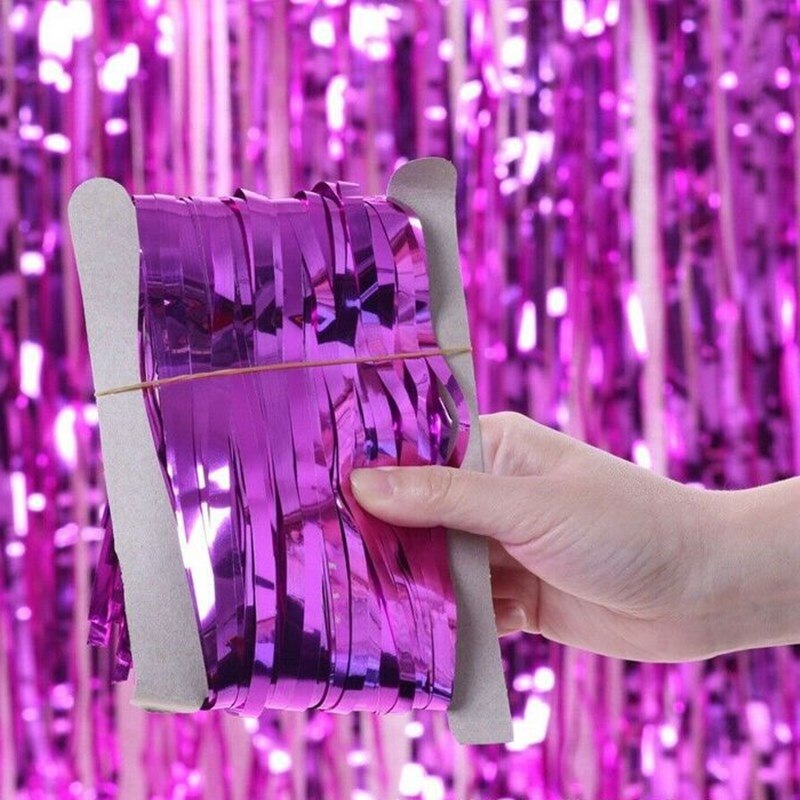 2M Metallic Foil Fringe Shimmer Backdrop Wedding Party Wall Decoration Photo Booth Backdrop Tinsel Glitter Curtain Gold: A