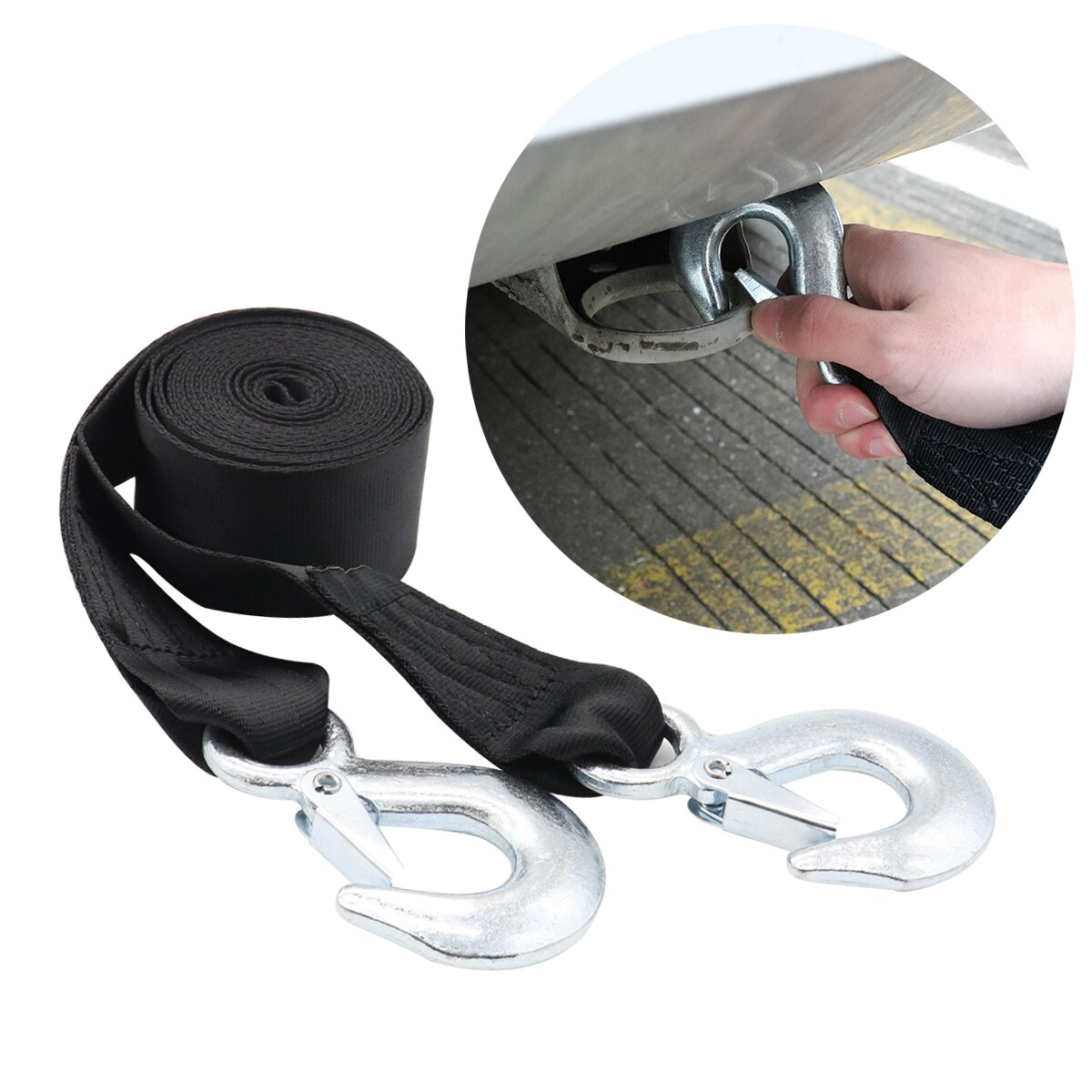 4M 4T Vehicle Relief Tow Pull Rope Road Recovery Pull Towing Strap with Hooks for Car Vehicle road trailer rescue