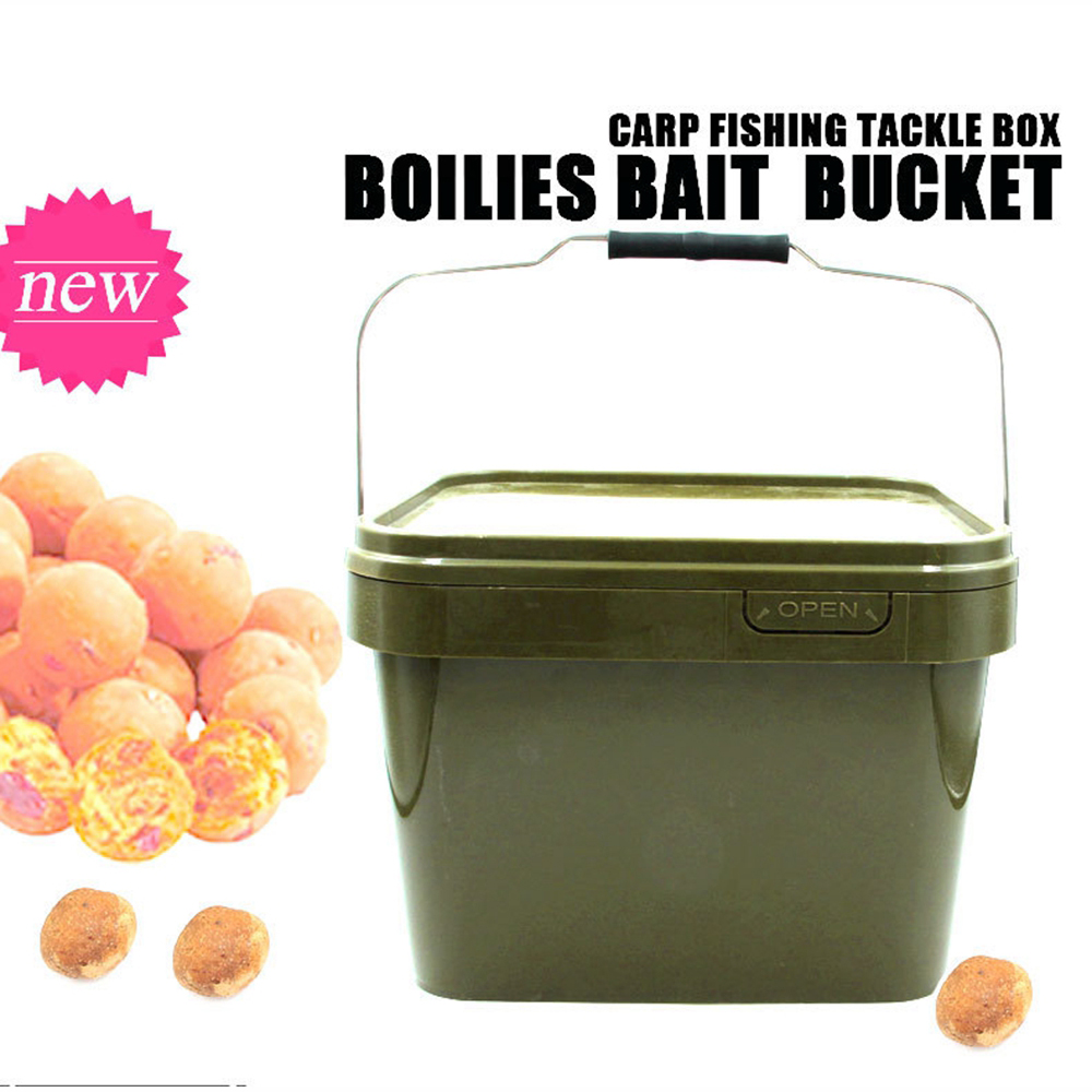Carp Fishing Baiting Bucket With Spoon Set For Spod Particles Boilies Pellets Coarse Fishing Pellets Bait Mix Tools Throw Pesca