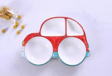 Assiette en céramique créative en forme de voiture, meilleure , vaisselle pour enfants, fruits secs sains, assiette à Dessert, bons pour enfants, 1215: red L