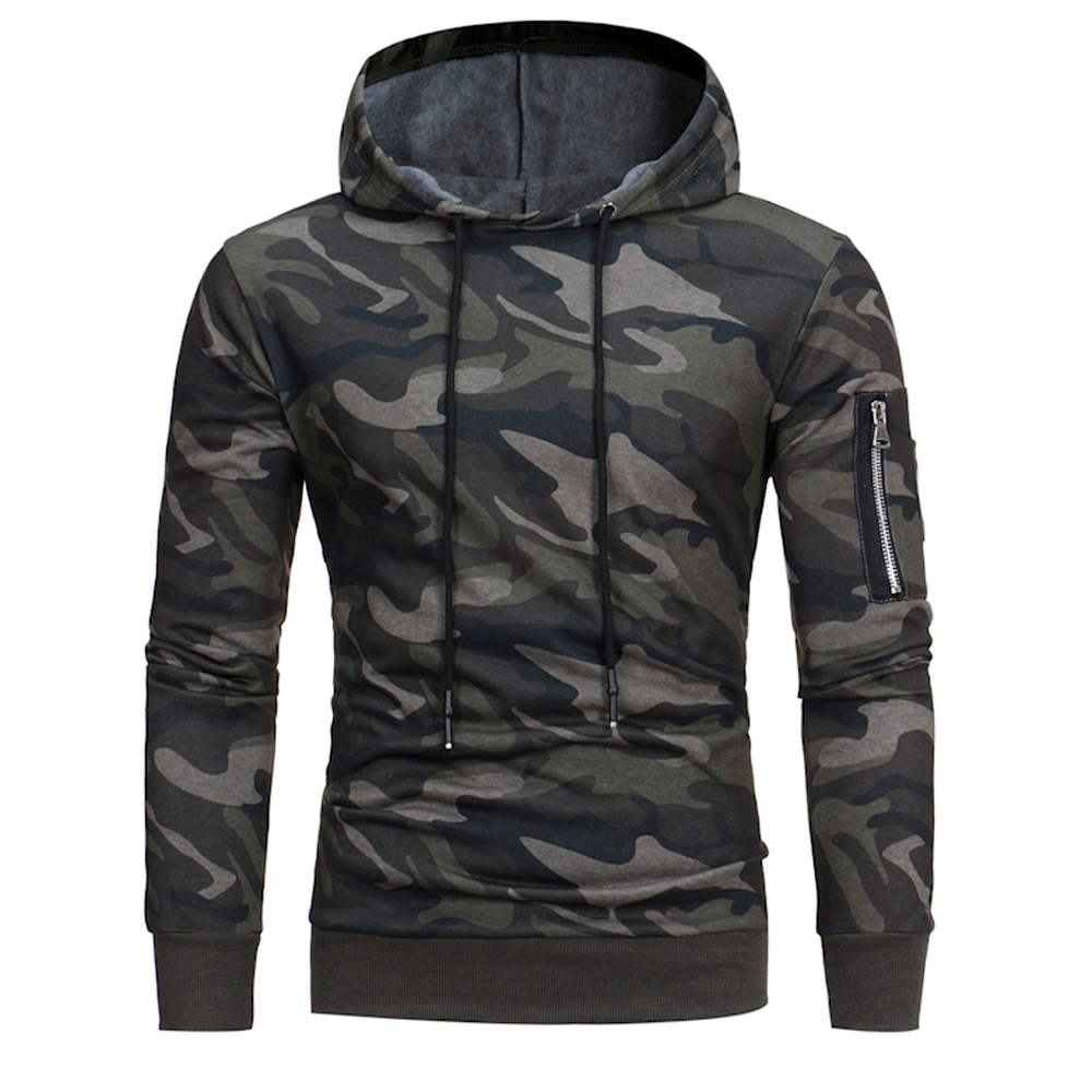 Cool sudaderas con capucha sudadera para hombre Casual de manga larga Sudadera con capucha Camouflage Tops chaqueta abrigo prendas de vestir толстовка мужская @ 40