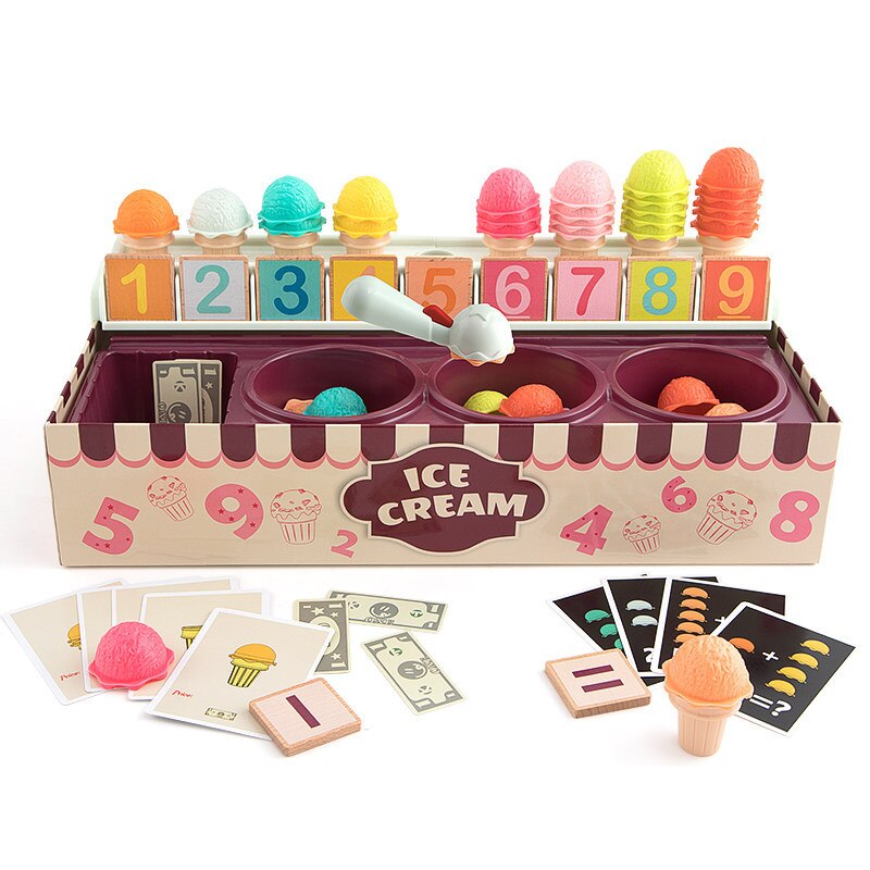 Ice Cream Set Children's Play House Toys Mathematical Cognitive Snacks Checkout Cashier Enlightenment for Children