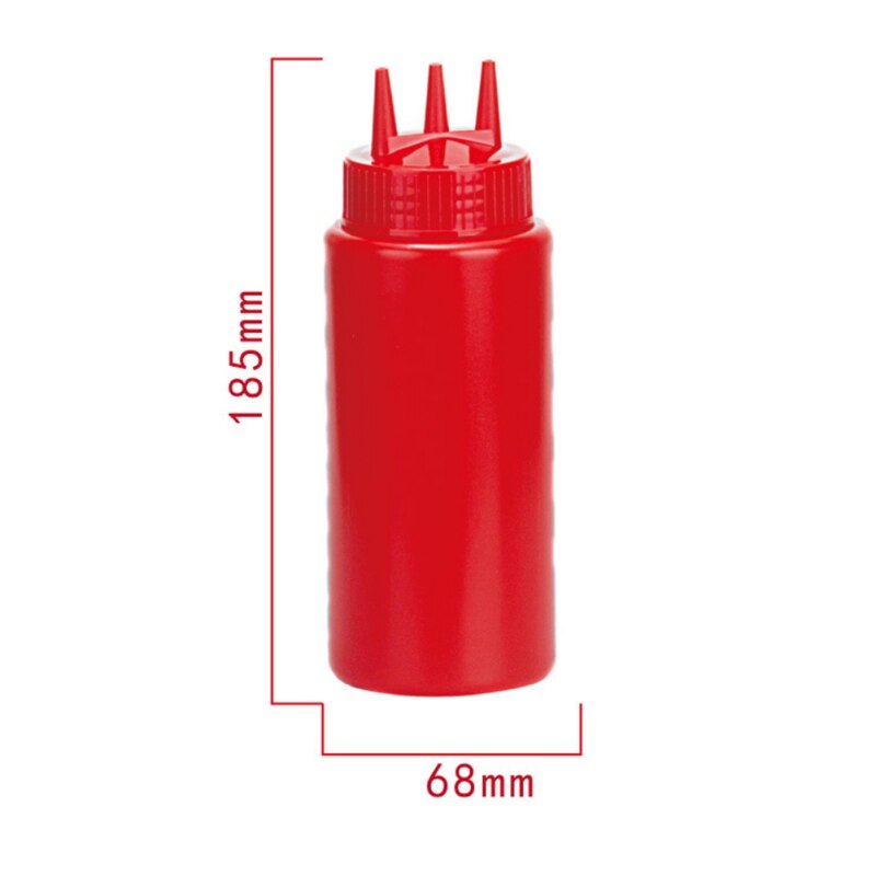 Plastic Sauce Squeeze Bottle With Three Holes Household Kitchen Tool Yellow White Red