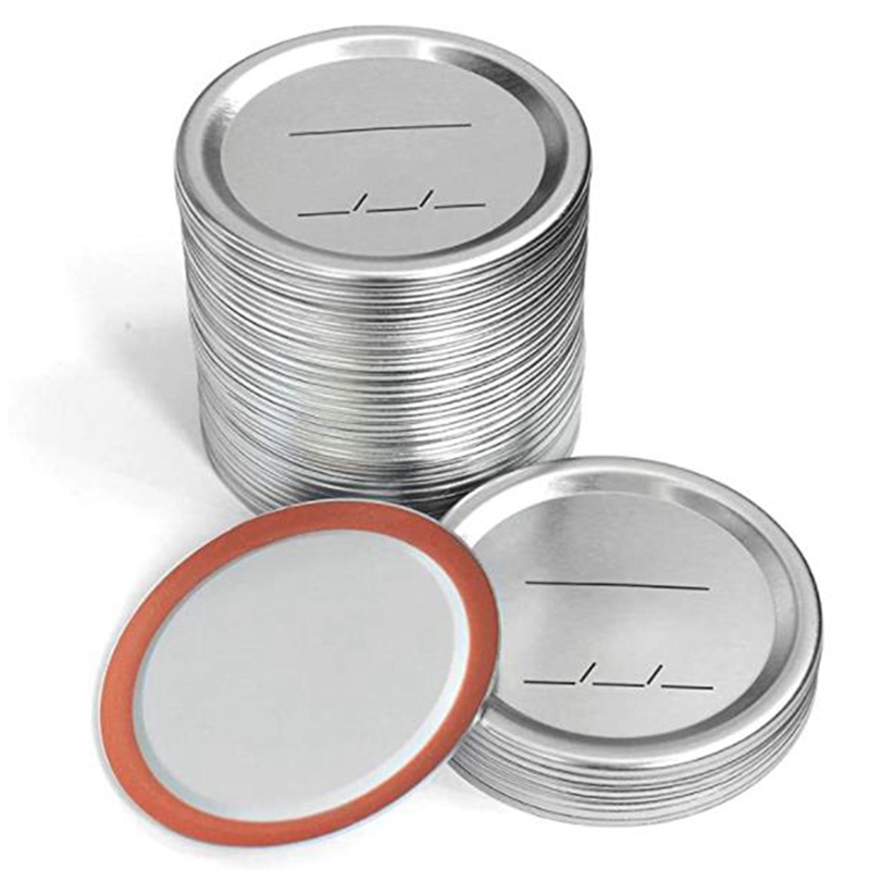 Couvercles de mise en conserve pratiques à bouche régulière pour bocaux à bille/Kerr, couvercles de bocaux maçon en métal à fente avec joints en Silicone, argent: Rouge