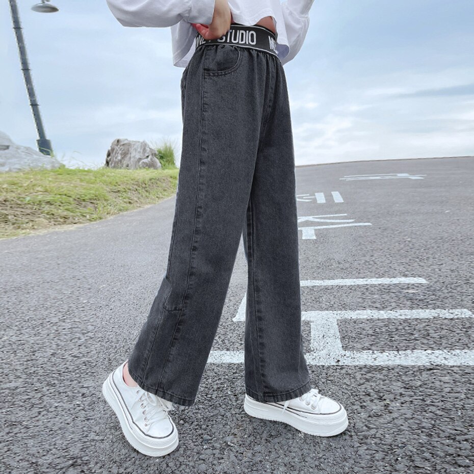 Jeans Girl Letter Pattern Kids Jeans Girls Casual Style Kid Jeans Spring Autumn Children's Clothes 6 8 10 12 14